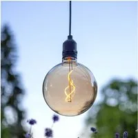 STAR TRADING LED Kugelleuchte LED Leuchtkugel Hängeleuchte Glaskugel 12,5cm für Garten Außen orange, LED Classic, warmweiß (2100K bis 3000K)
