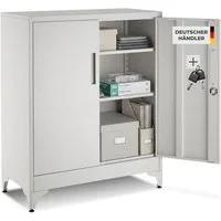 tectake Aktenschrank Dokumentenschrank aus Stahl, Kippschutz, abschließbar, 80 x 40 x (Komplettset, 1-St., inkl. 2 Schlüssel) 2 verstellbare Zwischenböden, mit Magnetverschluss, höhenverstellbar