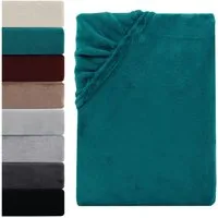 Visaggio Spannbettlaken Cashmere Touch Winter Spannbetttuch Super Soft Bettlaken, Nicki, Gummizug: rundum, Flauschig warmes Teddyplüsch, Einfarbig