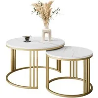 Lookway Couchtisch LORI 2in1 LEVANTO GOLD runder Couchtisch (2er Set), Durchmesser: ⌀70 cm und ⌀50 cm