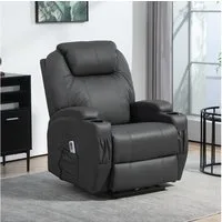 HOMCOM Massagesessel Elektrisch TV Sessel mit Liegefunktion Aufstehhilfe bis 160kg (Fernsehsessel, 1-St., Relaxsessel), für Wohnzimmer, Büro, Dunkelgrau