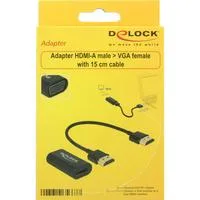 HDMI-A Buchse > VGA Buchse, Adapter schwarz, mit 15cm HDMI-Kabel