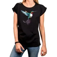 MAKAYA Print-Shirt Damen Kolibri Motiv Sommer Top Druck Vogel Kurzarmshirt Tunika Oversize
