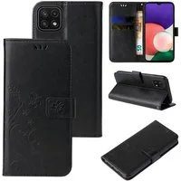 Tec-Expert Handyhülle Cover Tasche Hülle für Samsung Galaxy A22 5G 6,6 Zoll, Klapphülle Case mit Kartenfach Fliphülle aufstellbar, Motiv Blumen