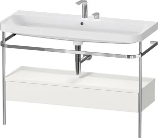 Duravit Happy D.2 Plus c-shaped Set mit Metallkonsole und Schubkasten Nordic Weiß Seidenmatt 1175x49 HP4844E39390000