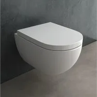 Alpenberger Tiefspül-WC Hänge WC Komplettset - Wand WC Kloschüssel und WC Deckel, Wandmontage, Wand WC Komplett Set Passend zu Geberit, Toilette ohne Spülrand mit Nano Beschichtung - Made in Europa