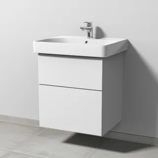 Sanipa 3way Waschtischunterbau zu Geberit Smyle Square Waschtisch mit 2 Auszügen, Weiß-Soft SM67043