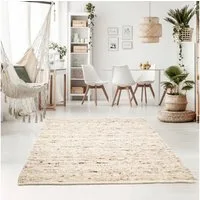 TaraCarpet Wollteppich TaraCarpet Handwebteppich Oslo, rechteckig, Höhe: 10 mm, Schurwolle Handgewebt sand meliert Wohnzimmer Schlafzimmer 070x130 cm