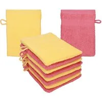 Betz Waschhandschuh 10 Stück Waschhandschuhe Premium 16x21 cm Farbe honiggelb/himbeere, (Set, 10-St)