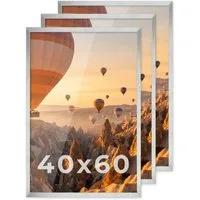 PHOTOLINI Bilderrahmen 3er Set modern mit bruchsicherem Acrylglas, Holz MDF, Fotos & Poster, für 3 Bilder (3er Set), Posterrahmen 40x60 cm zum Aufhängen