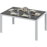 TLGREEN Gartentisch Wetterfest,Balkontisch Aluminium mit WPC Tischplatte, (Outdoor Esstisch für Balkon und Terrasse, Leichtgewicht), Stabiler Quadratisch Terrassentisch