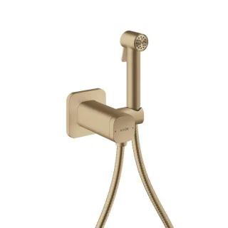 hansgrohe AXOR Bidette Showers Bidette Duschkopf 29243140 1 Strahlart softsquare für Mischwasser mit Duschkopfhalterung und Duschschlauch 1,25 m, Brushed Bronze