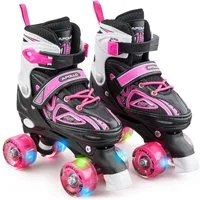 Apollo Rollschuhe LED Rollschuhe größenverstellbar Super Quads X-Pro, größenverstellbare Roller Skates für Mädchen und Jungen - Größen 31-42