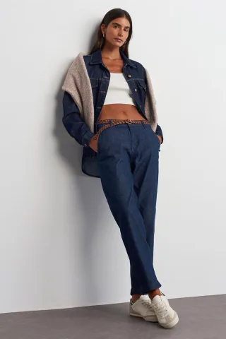 Damen High-Waist Straight-Leg Jeans