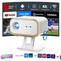 ZOOMCAT Beamer 4K Heimkino Mit Netflix Zertifizierung (Autofokus)Mit Ständer Beamer (25000 lm, 25000 : 1, 3840x2160 px, Auto Fokus, Auto Trapezkorrektur, Auto Hindernisvermeidung)