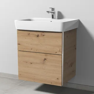 Sanipa 3way Waschtischunterbau zu Geberit Renova Plan Waschtisch mit 2 Auszügen, Eiche Natural-Touch BR87585