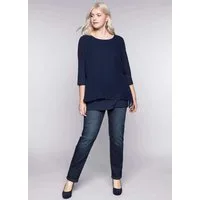 Sheego T-Shirt Blusenshirt 3/4-Arm in leichter A-Linie mit Zipfelsaum