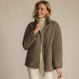 Sherpa-Fleecejacke, Damen,  Braun, Polyester, by Lands' End