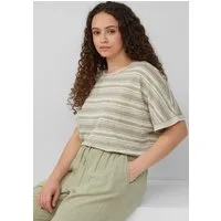 QS Kurzarmshirt T-Shirt Ringelshirt aus Viskosemix