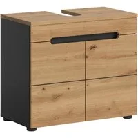 welltime Waschbeckenunterschrank REHAT, Breite 63 cm, 2 Türen, Einlegeboden, mit Siphonausschnitt Soft-Close-Funktion, eingefasste Griffaussparung in der Front