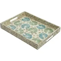 MARELIDA Dekotablett Tablett Dekotablett mediterran Perlmutt-Schimmer Serviertablett Blumen
