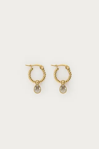 My Jewellery - Creolen mit Strassstein-Tropfen gold - Gr. - OS