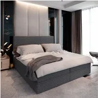 Masseno Boxbett PISA 180x200 cm mit Bonell Matratze und Topper, Doppelbett, Polsterbett mit Kopfteil, Boxspringbett