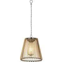 Lumineo LED Solarleuchte, Dauerlicht, warmweiß, Solar LED Pendellampe Outdoor 17,5cm Rattan-Optik Beige / Warmweiß