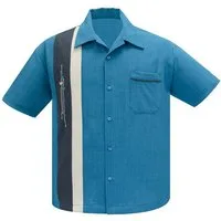 Steady Clothing Kurzarmhemd The Arthur Pacific Retro Vintage Bowling Shirt Rockabilly