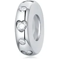 PANDACHARMS Bead Herzen und Steine Stopper Zwischenelement, 925er Sterling Silber