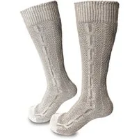 Steigenhöfer Manufaktur Trachtensocken für Herren und Damen – Socken mit Zopfmuster und Edelweißanstecker Oktoberfest Strümpfe aus Baumwolle für Männer & Frauen