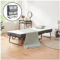 en.casa Klappbett mit Matratze »Borjavle« 200x90cm rollbar Schwarz
