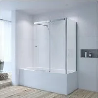 AQUABATOS Badewannenaufsatz Badewannenaufsatz mit Schiebetür 6MM ESG Duschabtrennung für Badewanne, Einscheibensicherheitsglas, Badewannenaufsatz 2-teilig mit Seitenwand Nano Lotus-Effekt, Klarglas