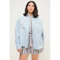 Studio Untold Hemdbluse Jeanshemd oversized destroyed Hemdkragen Langarm