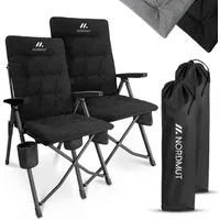 Nordmut Campingstuhl verstellbare Rückenlehne 4-fach, gepolstert, kompakt, Sitzen & Liegen (Spar-Set, 2 St), hohe Lehne, klappbar, 140kg belastbar, ergonomische Sitzform, Armlehne