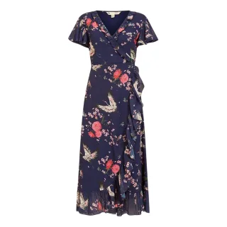 Yumi - Wickelkleid für Damen, V-Ausschnitt (Marine)