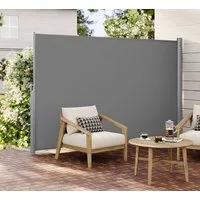 SONGMICS Seitenarmmarkise Alu, ausziehbar, Sichtschutz, balkon (inkl. Zubehörpaket & Anleitung) 280 g/m² Windschutz ausziehbar 200×350cm