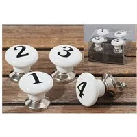 BURI Möbelknopf Möbelgriff Numbers 4tlg ø 4cm Möbelknöpfe Porzellan weiß Zahlen Nummer (4-St)