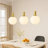 Nettlife Hängeleuchte Esstisch Glas E27 Gold 3/4 Flammig Höhenverstellbar Pendelleuchte, Höhenverstellbar, LED wechselbar, Hängend Glas Kronleuchter für Wohnzimmer Schlafzimmer Küche Esszimmer