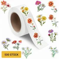 Ware aus aller Welt Sticker 500 Blumen Sticker Vintage, Floral Aufkleber 2,88 x 2,3 cm Basteln, (500-tlg)