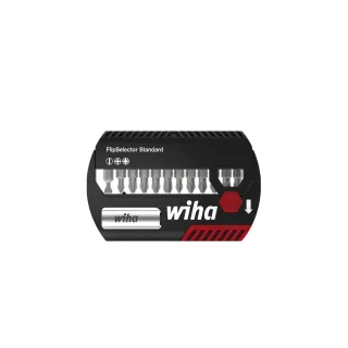 Wiha Bit Set FlipSelector Standard 25 mm Schlitz, Phillips, Pozidriv 13-teilges Set 1/4 zoll C6,3 - 10 Stück - 39029