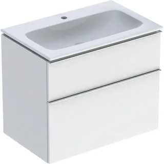 Geberit Icon Waschtisch mit Unterschrank 75 cm 502336012 Waschtisch-Set 75x63x48cm, weiß, Korpus weiß hochglänzend, Griff chrom glänzend