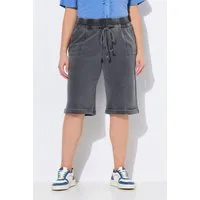 Ulla Popken Jeansshorts Jersey-Shorts Rose weites Bein Elastikbund