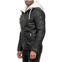 RedBridge Lederimitatjacke in Lederoptik mit Kapuzen-Einsatz und Stepp-Details Robust, strapazierfähig, langlebig