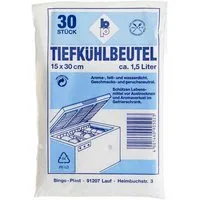 Bingo-Plast Gefrierbeutel Tiefkühlbeutel 1,5 l, 15 x 30 cm, 30 Stück