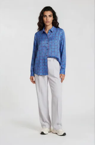 Milano Italy - shirt blouse 1/1 sleeve blue print - Gr. - 44