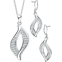 Limana Ohrring und Ketten Set 925 Silber Halskette mit hängende Ohrstecker Anhänger Zirkonia (inkl. Herz Geschenkdose), Geschenkset Idee Geschenk für Sie Frauen Damen Freundin Mutter Oma