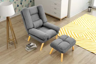 Relaxsessel Sessel VENICE verstellbar in Stoff Hellgrau inkl.Hocker