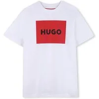 HUGO T-Shirt HUGO Kids T-Shirt weiß rot mit großem Logo