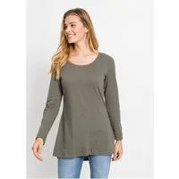 bonprix Langarmshirt lockere Passform, Langarm-Design, abgerundeter Saum, aus Baumwolle